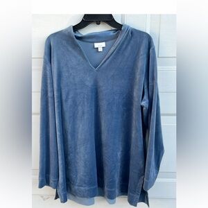 Women's J Jill Pure Jill Tunic Top  Long Sleeve Velour plus 2X